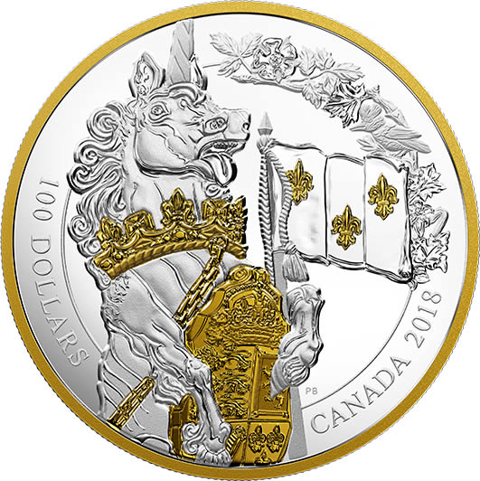 RCM-New-Release:-2018-10-Oz.-Pure-Silver-Gold-Plated-Coin---Keepers-Of-Parliament:-The-Unicorn
